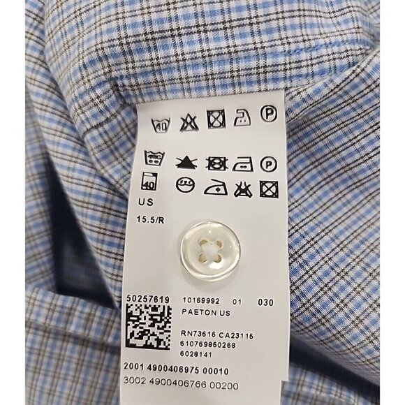 Hugo Boss Sharp Fit Plaid Long Sleeve Button Down Shirt Men's 15.5 32/33 - Picture 9 of 12